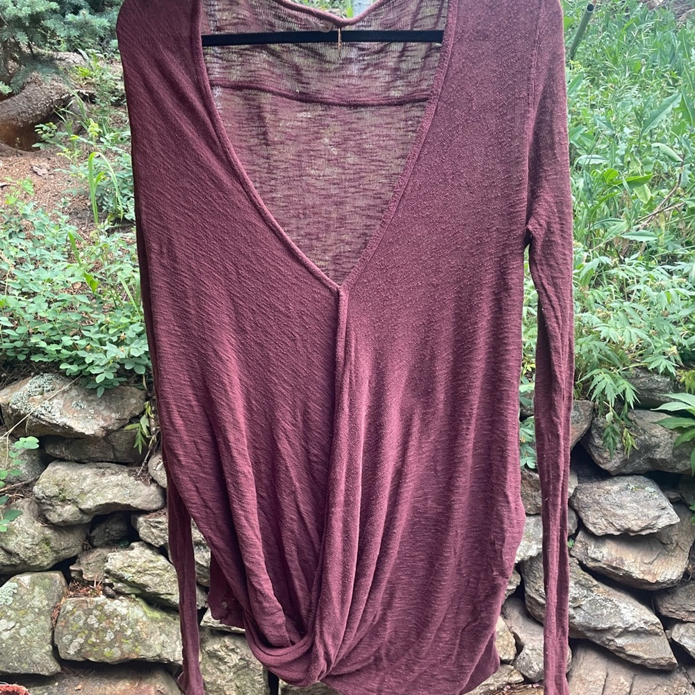 We The Free Red Wrap Blouse Relaxed Style
